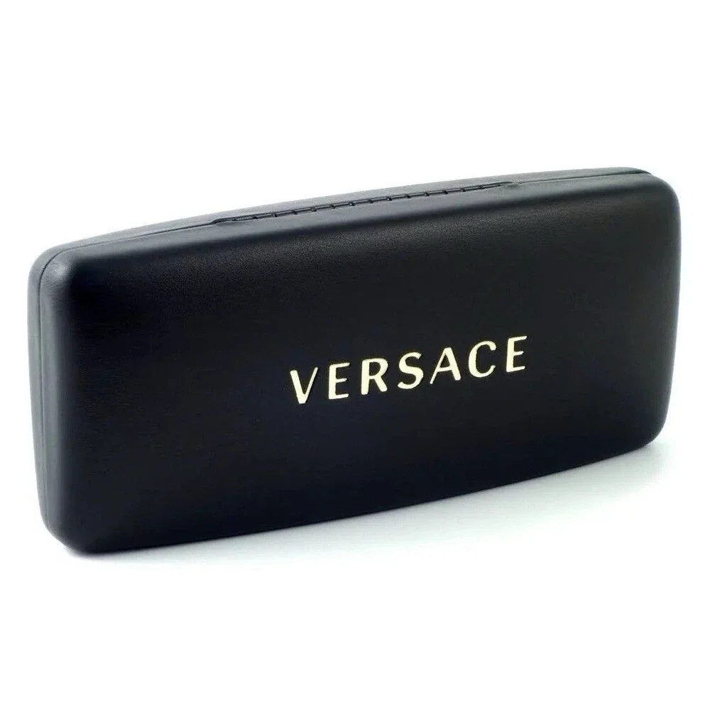 Versace NEW Logo Sunglasses Glasses Case Black Leather Cleaning Cloth Designer
